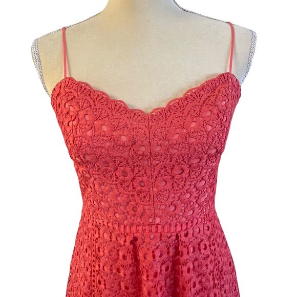 J. Crew Women's Lace Dress Coral Sleeveless Fit & Flare Party Cocktail Dress 2 - Picture 4 of 16